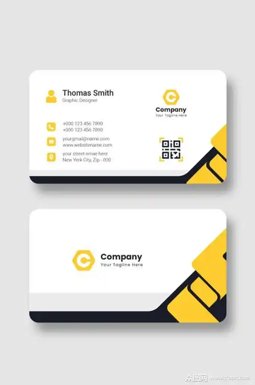 黄黑简约名片模板设计下载素材