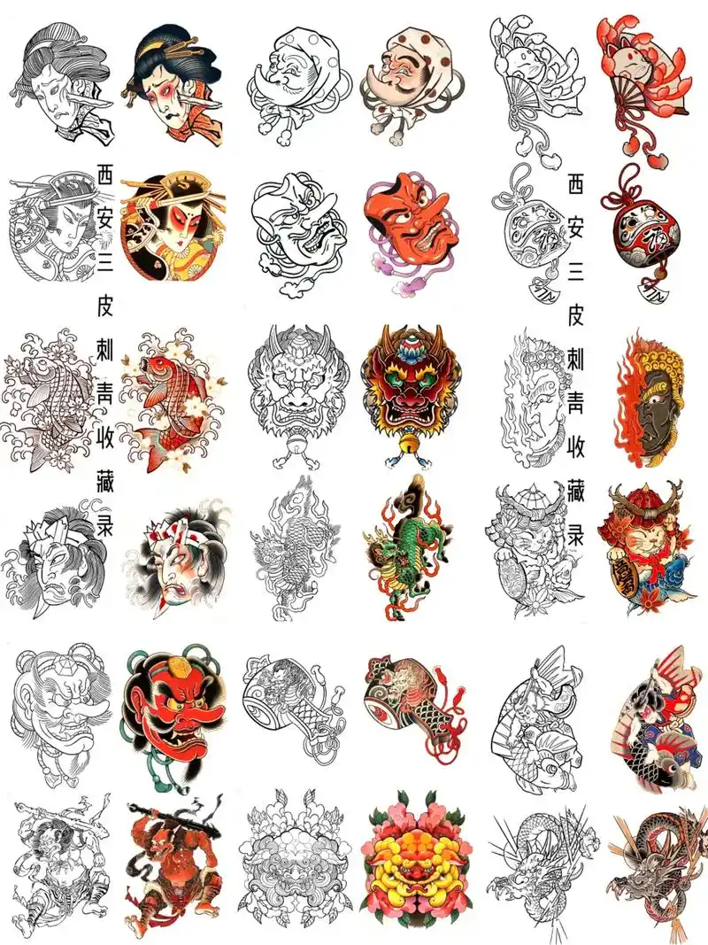 日式老传统纹身小图手稿图案素材参考推荐.#tattoo #日 - 抖音