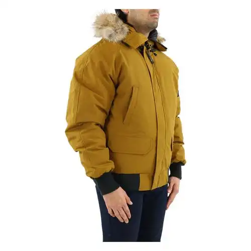 goose加拿大鹅 chilliwack 男士棕色毛领经典飞行员夹克【欧洲知名