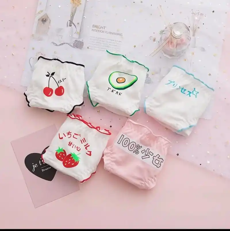 5条少女纯棉三角裤日系甜美可爱中高学生女.#创作灵感 #内裤 - 抖音