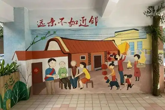 手绘图成为一道靓丽风景线环境保护,垃圾分类,和谐邻里等文明创建内容