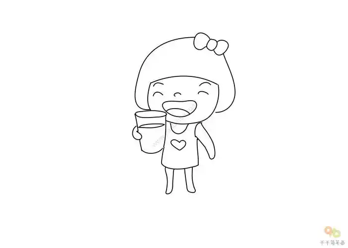清凉小妙招 喝冰水简笔画步骤图_情景故事