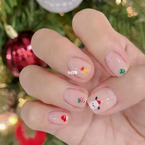 可爱涂鸦风圣诞美甲圣诞氛围感满满