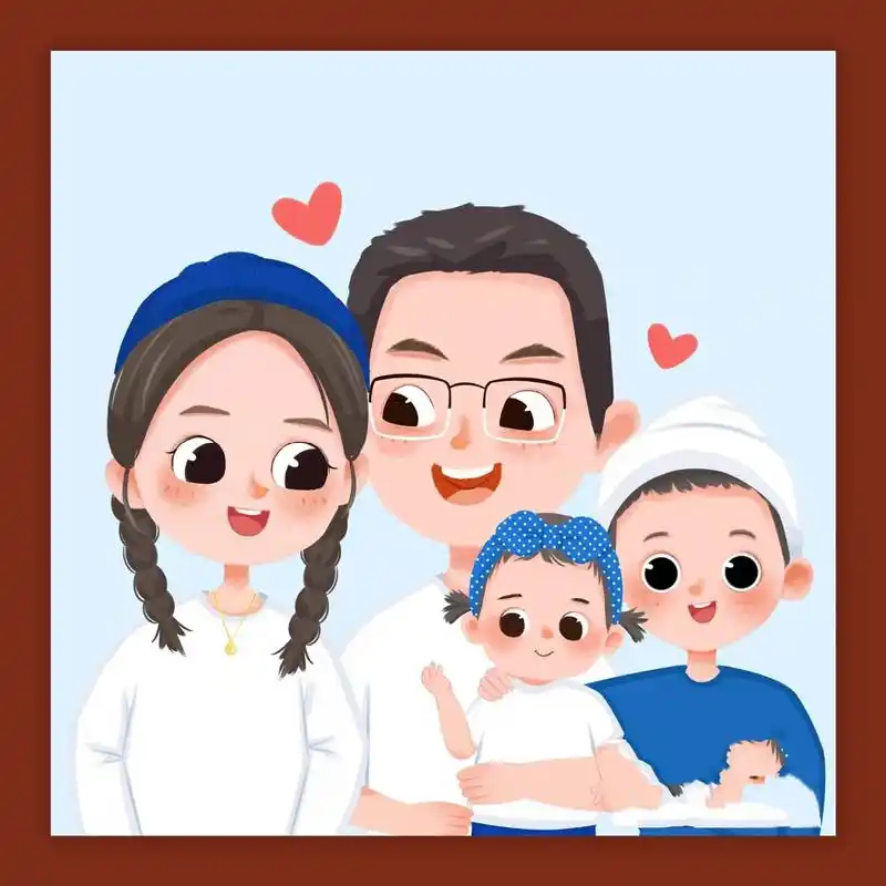 温馨一家四口亲子头像 何其有幸,此生相遇,一儿一女,三餐四季,四口之