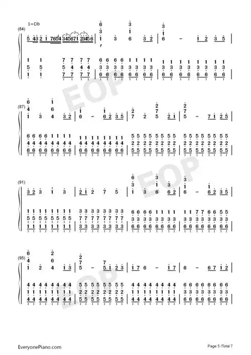 star sky-完美版双手简谱预览5
