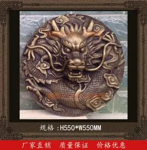 砂岩龙头喷水 景观艺术喷泉 水池吐水花板 动物雕塑喷水 仿铜浮雕