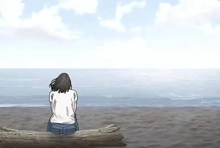 样貌,打扮都偏年轻,坐在海边时,海风吹动长发,背影里透出一股忧郁感