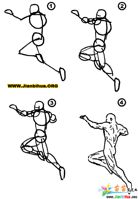 如何画跳跃中的人物简笔画图片教程
