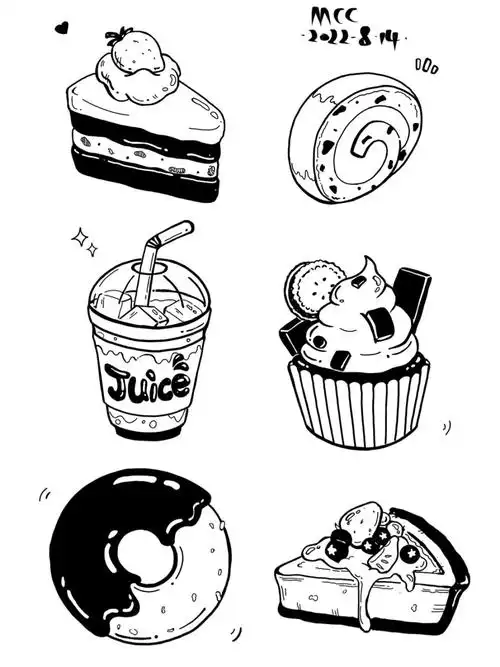 甜品简笔画第二弹