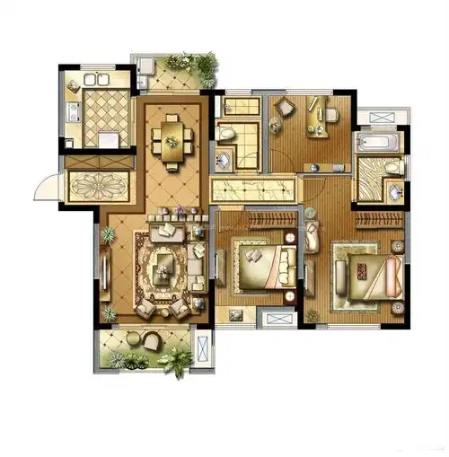 抚顺日式风格140平米设计方案 三室两厅两卫户型图_装信通网