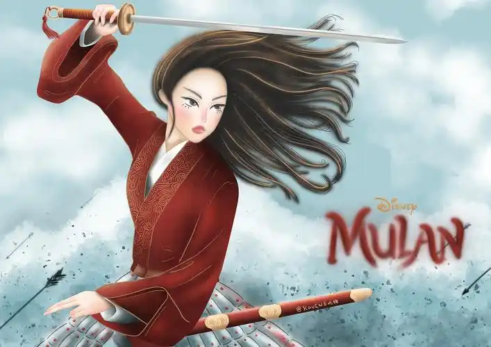 插画花木兰电影手绘海报