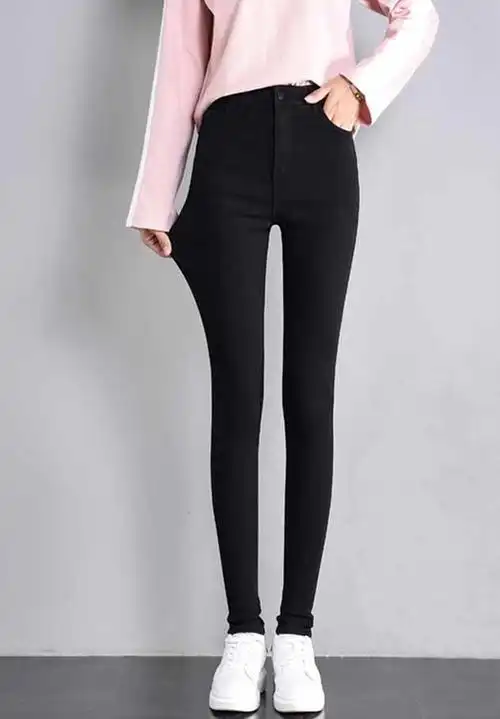 黑色打底裤女薄款外穿春秋新款百搭弹力高腰魔术铅笔小脚黑裤子