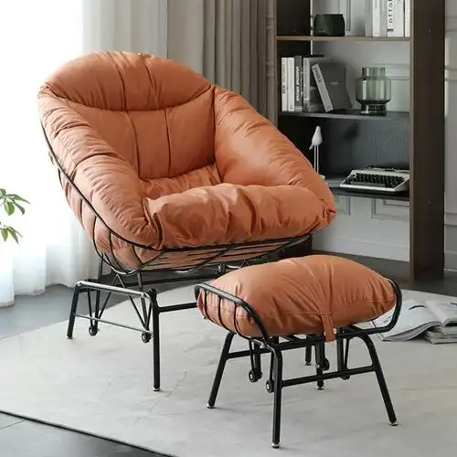 北欧创意懒人躺椅休闲羽绒沙发椅子阳台舒适科技布蜗牛单人摇摇椅