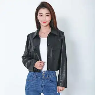 didgeridoo黑色真皮皮衣外套女短款秋季小皮衣机车皮夹克洋气小个子