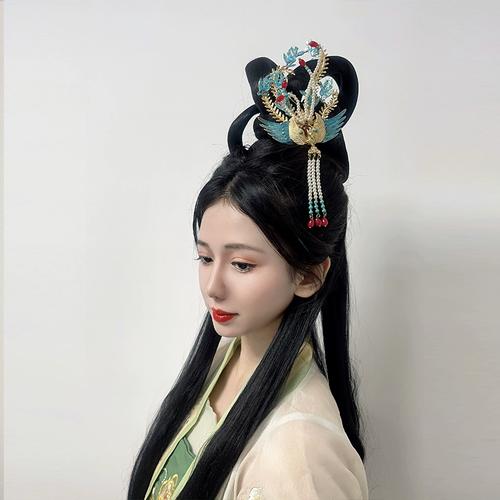 汉服发冠古风烧蓝侧面凤凰大侧凤经典发型配饰日常百搭女超仙古典