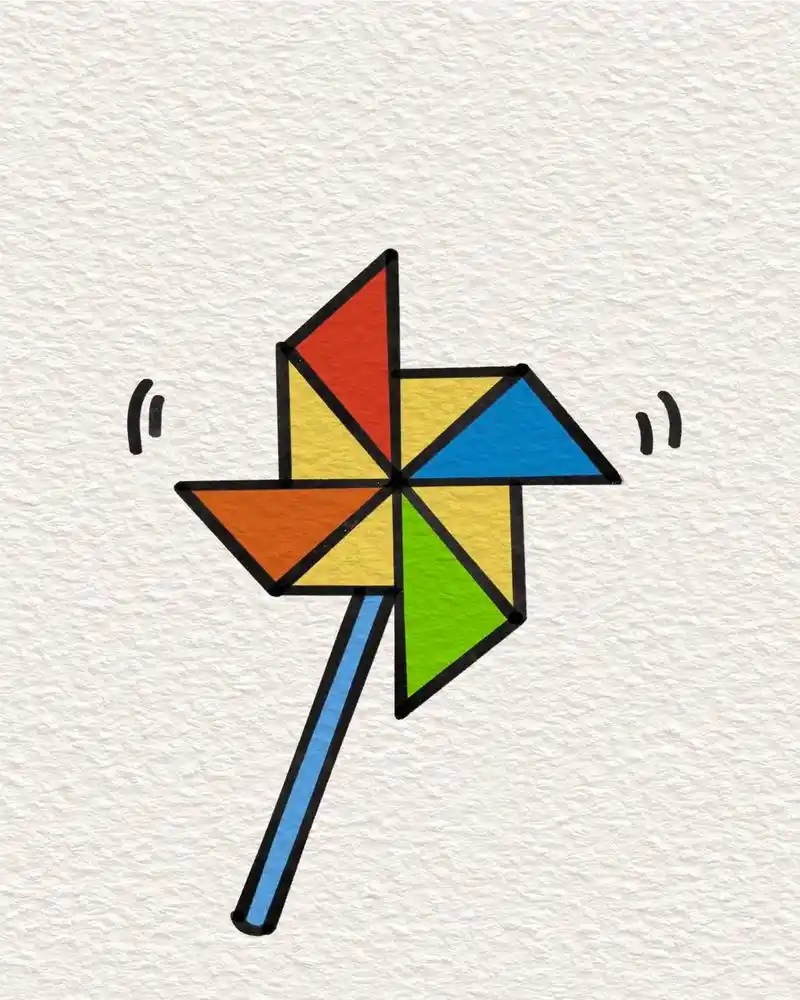 简笔画彩色风车,快来一起画#简笔画 #儿童画 #一起学画画  - 抖音