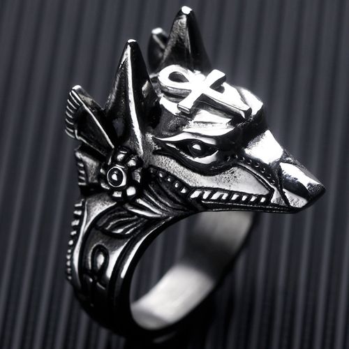 阿努比斯防身戒指男士日韩复古潮人钛钢食指戒子个性霸气单身潮男
