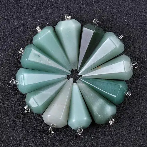 紫水晶白水晶六角锥吊坠金字塔灵摆欧美跨境亚马逊流行首饰品