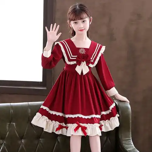 洛丽塔女童公主2022秋季新款儿童裙子秋冬长袖女孩连衣裙