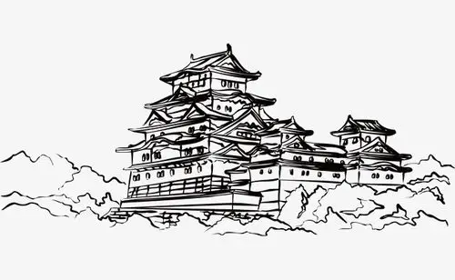 故宫建筑卡通手绘古代城墙建筑免扣装饰元素