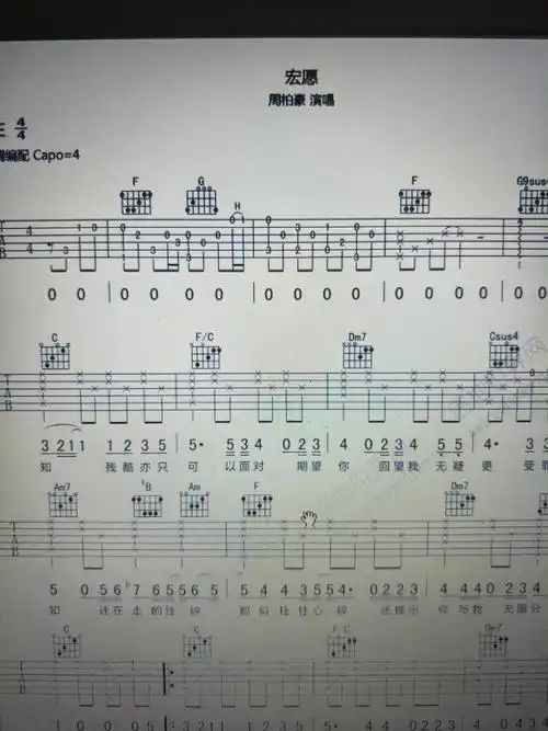 宏愿周柏豪吉他谱