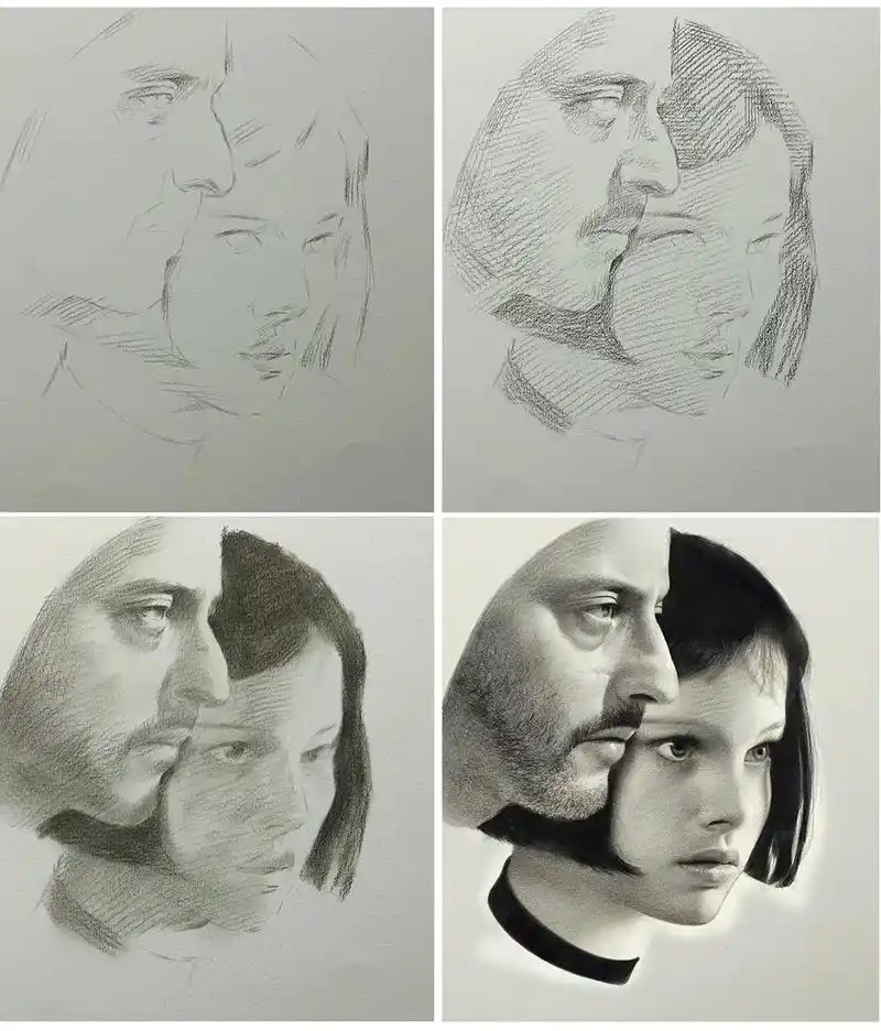 这个杀手不太冷 素描步骤图 #素描人物 #绘画过程 #一起学 - 抖音