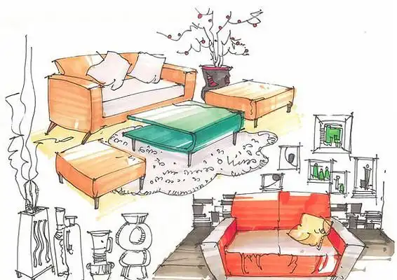 客厅沙发手绘图
