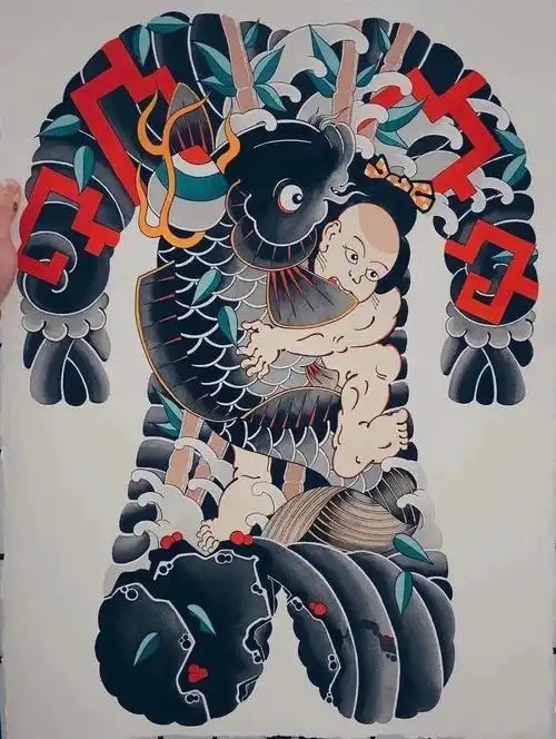 莆田纹身店日式传统大满背男人身上带点墨