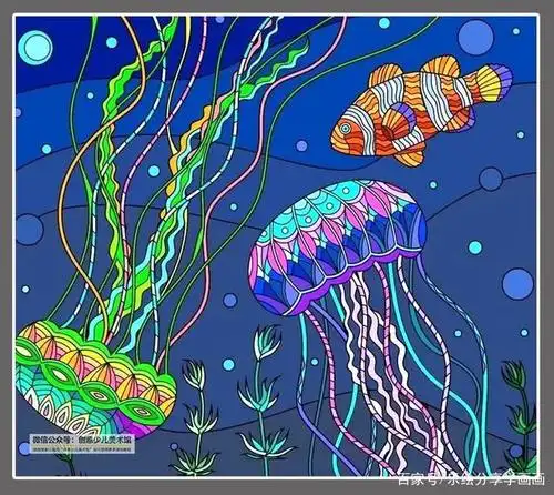 绘画参考素材|丰富的线条 浓郁的色彩——海洋主题装饰画太漂亮啦!