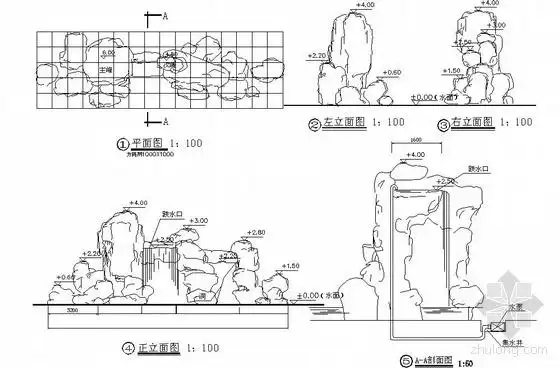 分享某假山水景施工图资料下载