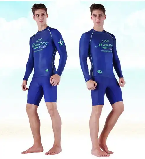 sabolay男士性感游泳衣泳裤套装大码潜水服沙滩防晒水母衣服ny017