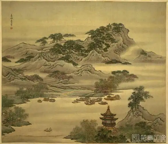 山水四条屏-扬州四景-万松叠翠-57x66.1-袁耀-国画作品-第壹印像