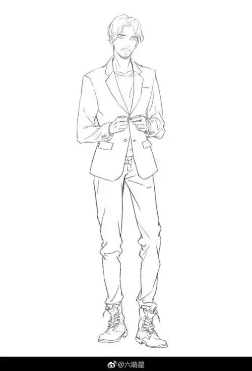 穿着西装的男孩简笔画