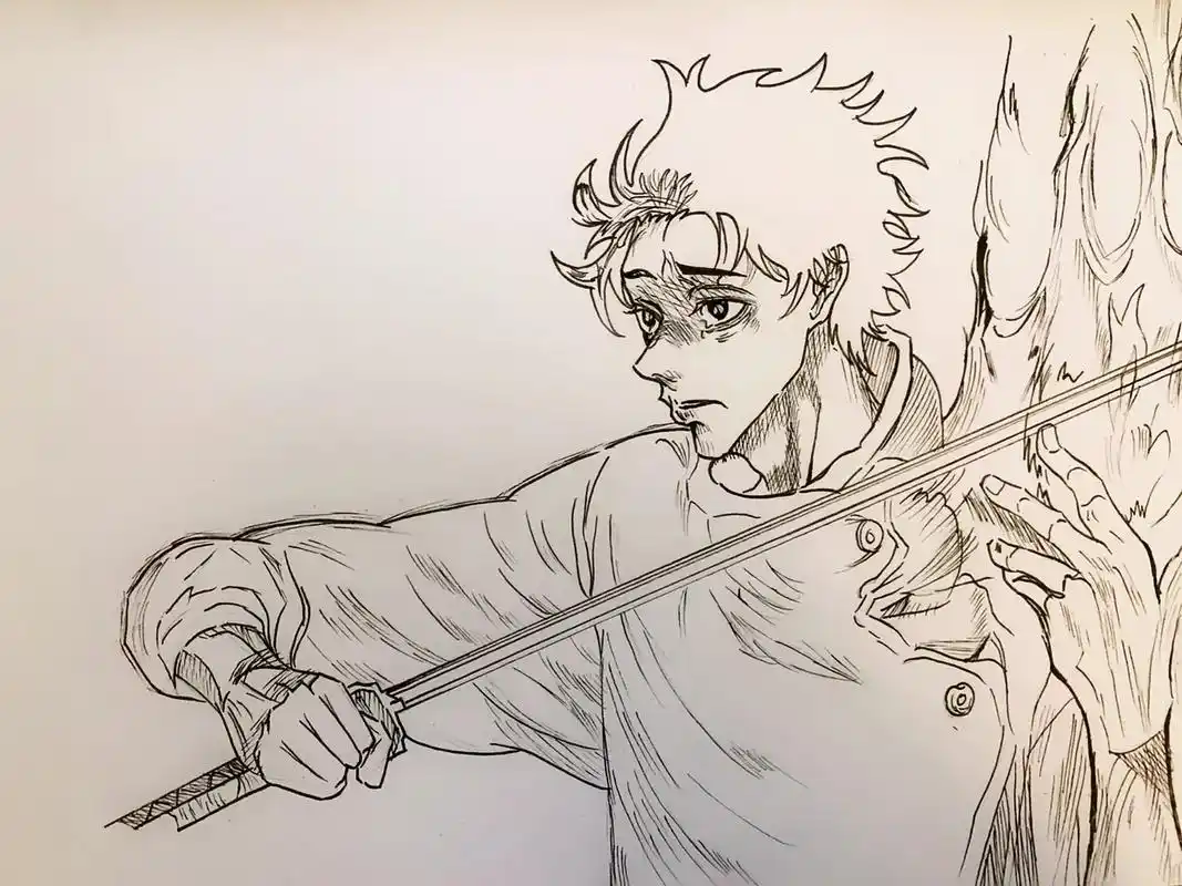 人物画 #动漫手绘 #线稿 纯爱战士 - 抖音