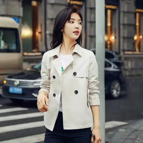 风衣女小矮个子秋季秋装搭配显高短款150cm初秋短外套