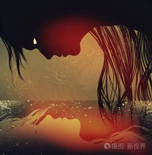 淹死的女孩的故事.混合媒体图稿