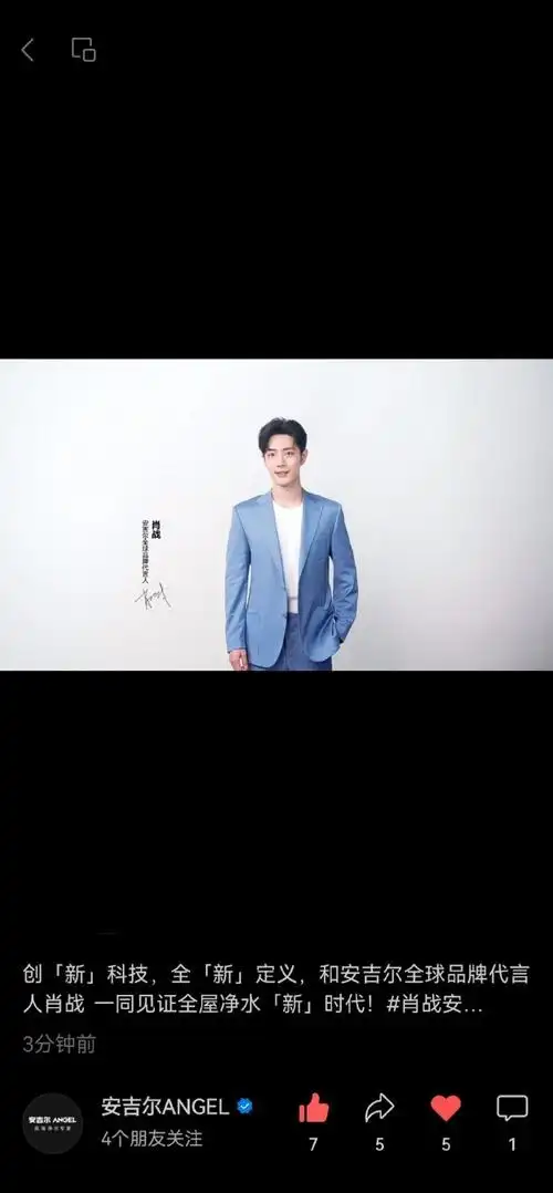 肖战安吉尔全球品牌代言人