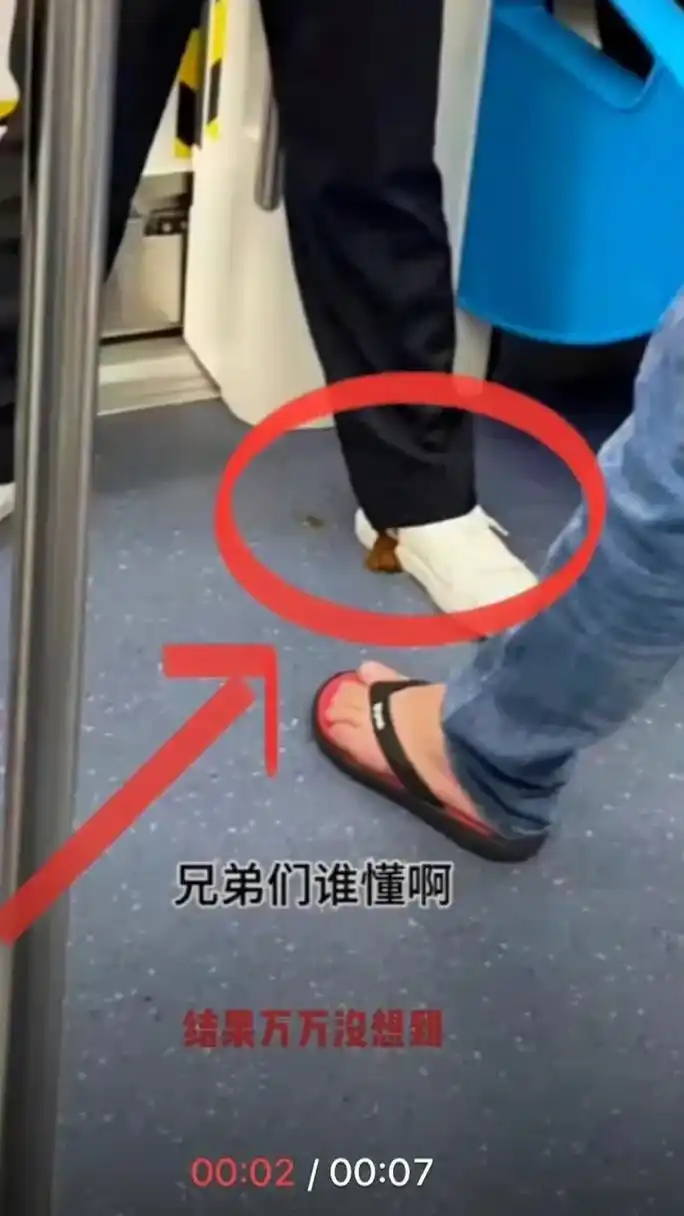 这大哥是在地铁上拉裤子了.