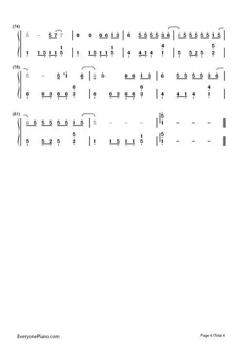 李白-李荣浩双手简谱预览4-钢琴谱文件(五线谱,双手简谱,数字谱,midi