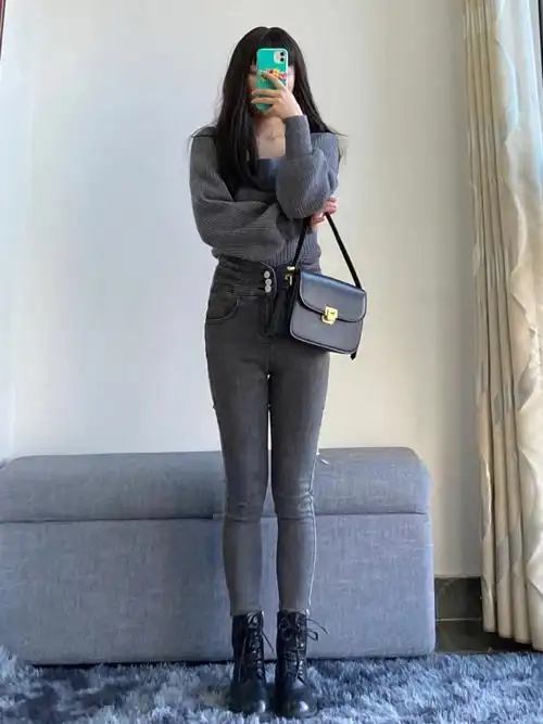 超高腰牛仔小脚裤分享