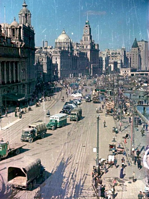 上海旧影1949年刚刚解放后的沪上街景