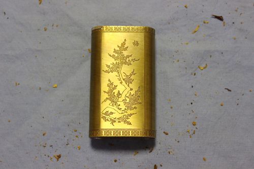 纯铜 旱烟盒烟丝盒 手卷烟烟叶 手工 雕刻字梅花 烟盒12支装包邮
