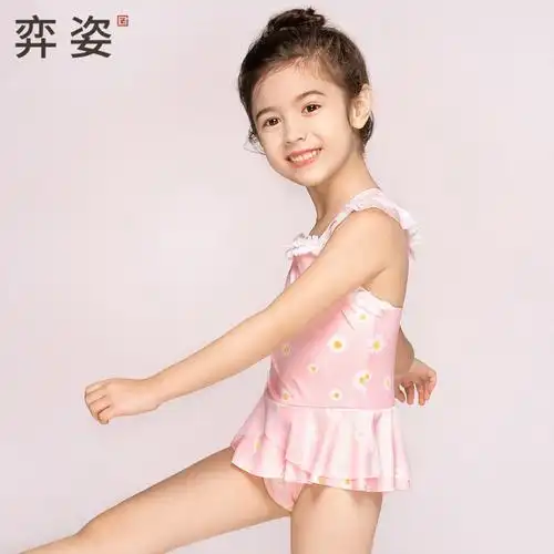 新款儿童泳衣女女童裙式连体游泳衣可爱印花童连体游泳装