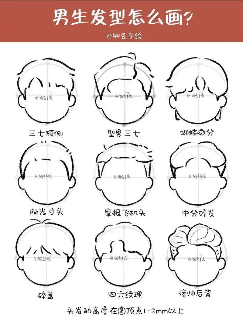 简笔画 | 男生发型的画法.0基础学画画教程#简笔画 #娜豆 - 抖音