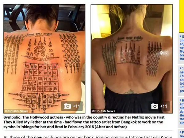 朱莉曾在背部刺超密符咒保感情 却难逃离婚劫