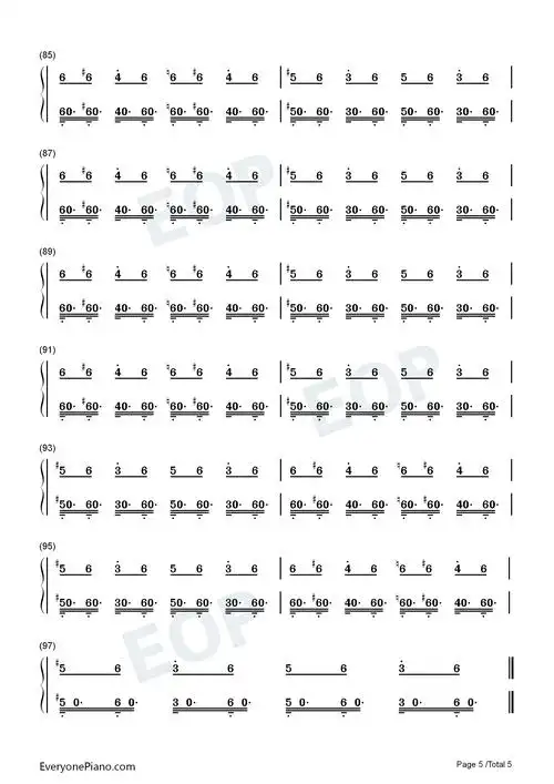 bgm-undertale bgm双手简谱预览5-钢琴谱文件(五线谱,双手简谱,数字谱