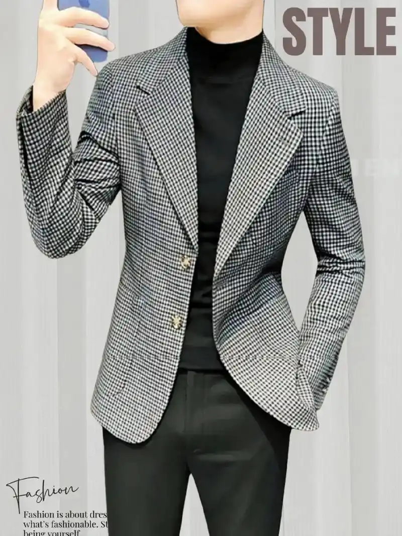 男士格子西装外套.格子西装外套,韩版修身设计,彰显男士帅气风 - 抖音