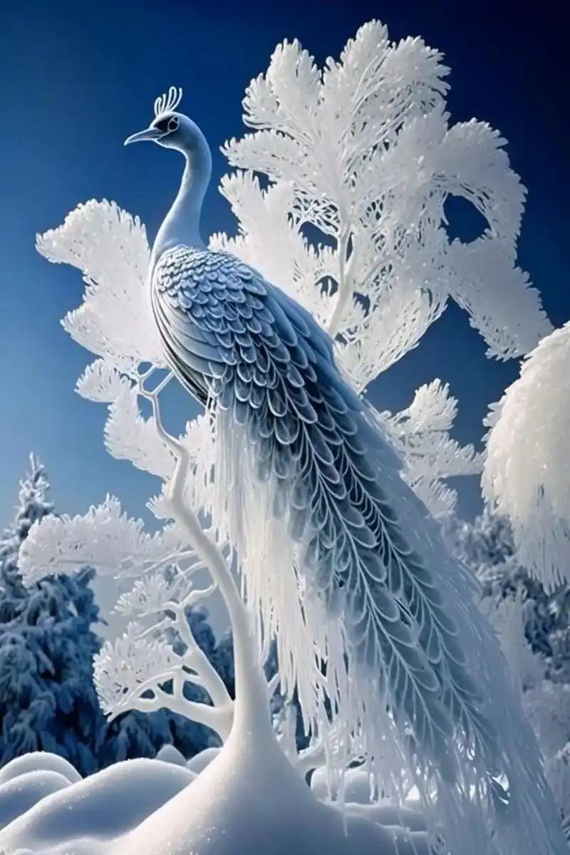 吉祥神鸟冰孔雀!寓意大家健康长寿!  #图文伙伴计划 #唯美 - 抖音