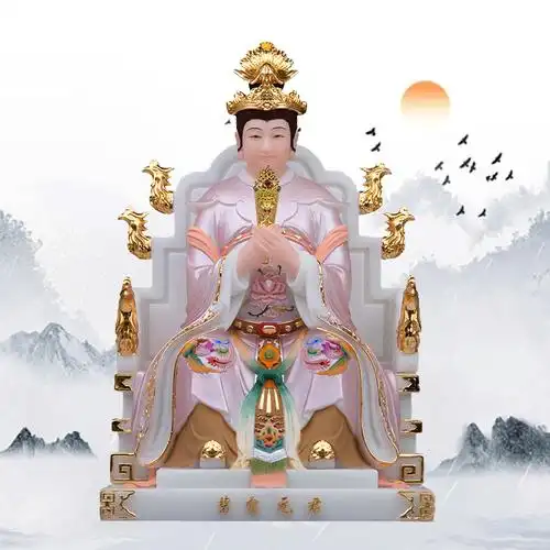 泰山汉白玉碧霞元君泰娘娘神像圣母老母奶奶佛像摆件