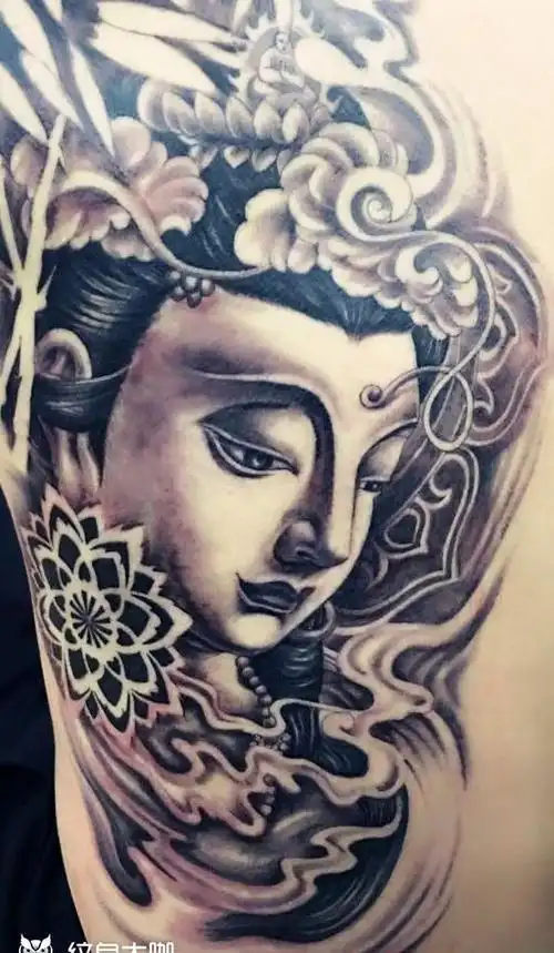 半背观音_纹身图案手稿图片_谢迟来的纹身作品集